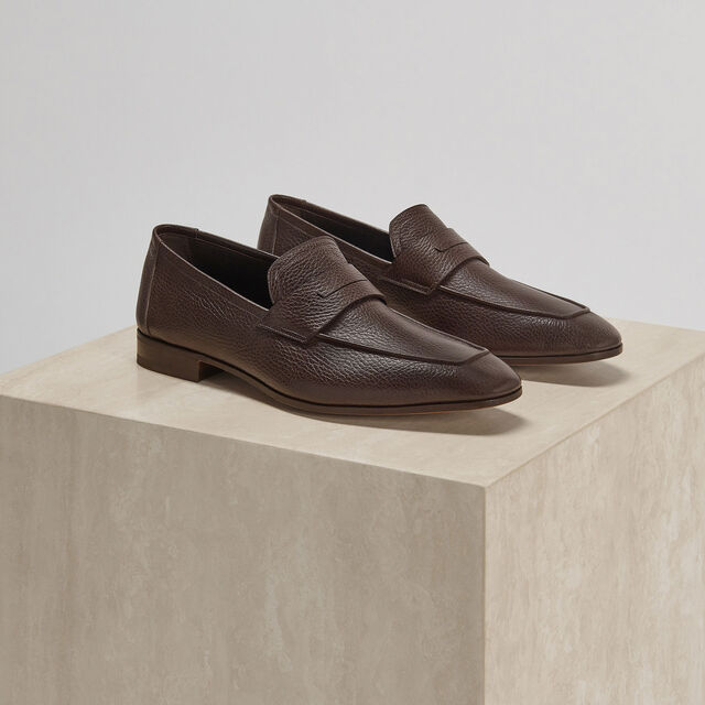 Mocassin Lorenzo En Cuir De Chevre, MARRONE QUERCIA, hi-res 3
