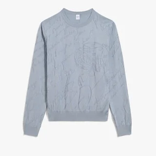 Diagonal Scritto Crewneck, TITANIUM BLUE, hi-res
