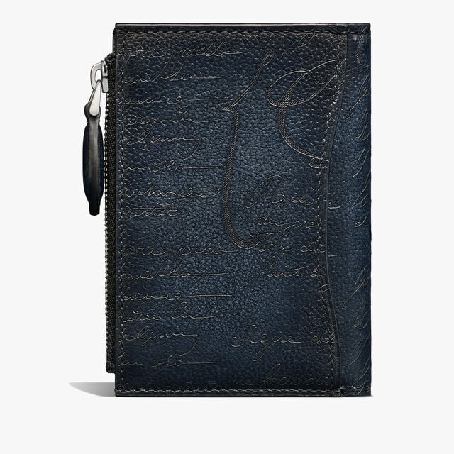 Periple Scritto Leather Compact Wallet, INDIGO DENIM, hi-res 2