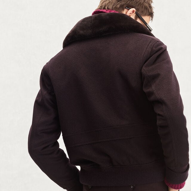 Blouson Aviateur en Cachemire, NERO BORDO, hi-res 3