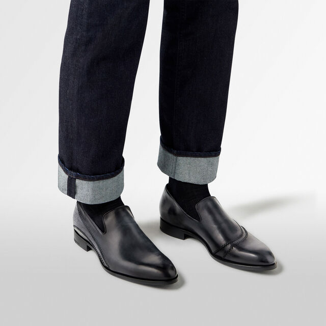 Rapiécé-Reprisé Scritto Leather Slipper, LUNA PIENA, hi-res 6