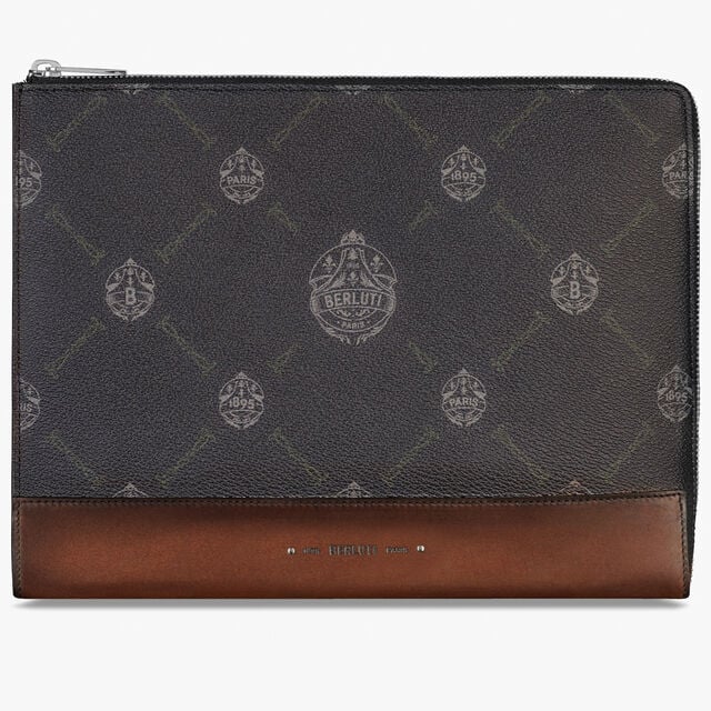 Nino Volume Canvas and Leather Clutch, BLACK + TDM INTENSO, hi-res 1