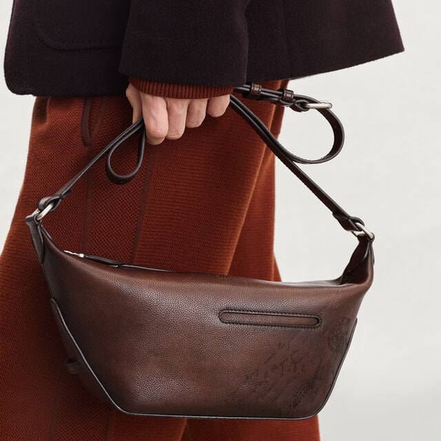 Sac Bandoulière Toujours Soft Zipped Hobo Xs En Cuir Scritto, SOFT BROWN, hi-res 2