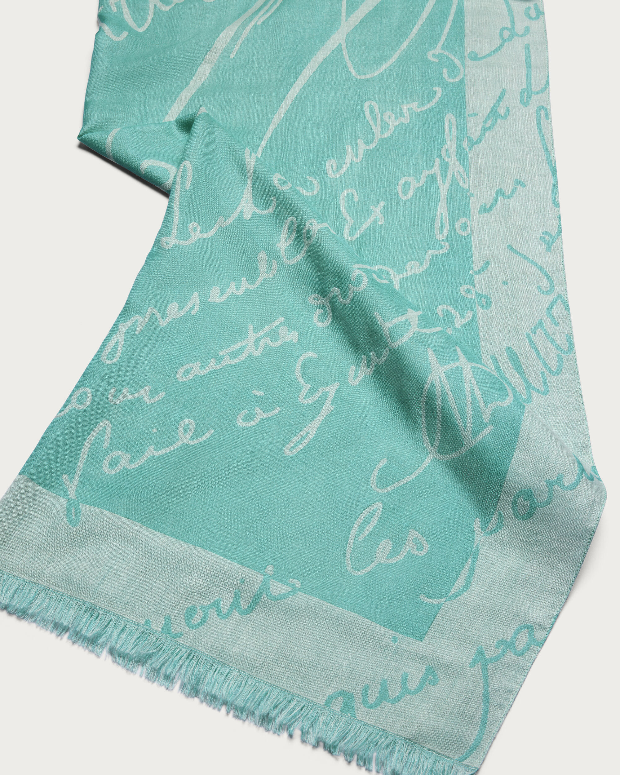 Giant Scritto Pattern Scarf, Aquamarine, hi-res