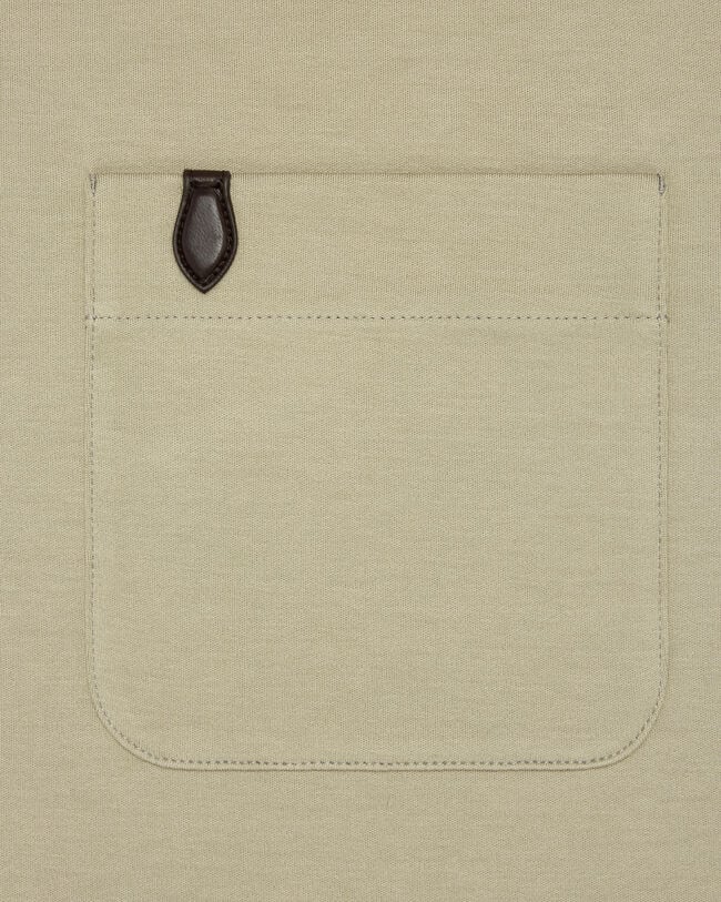 Pocket T-shirt with Leather Detail, Salvia, hi-res