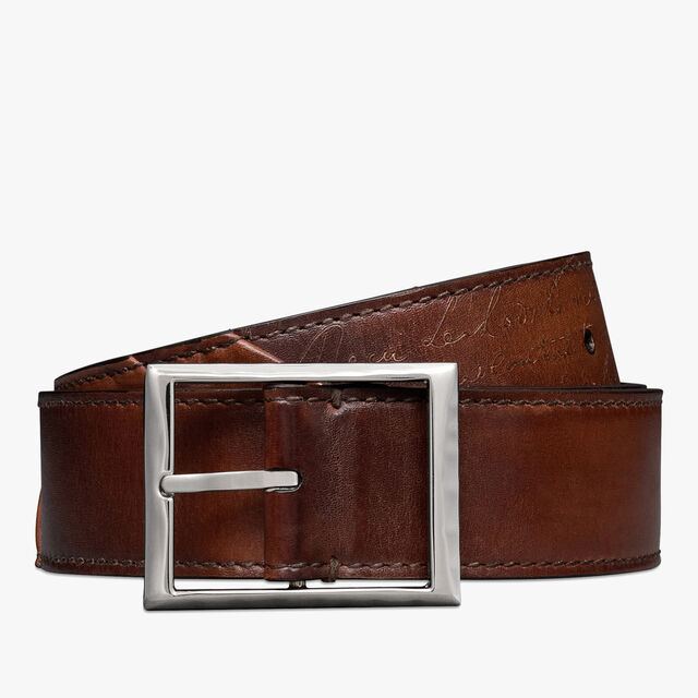 Classic Scritto Leather 35MM Belt, CACAO INTENSO, hi-res 1