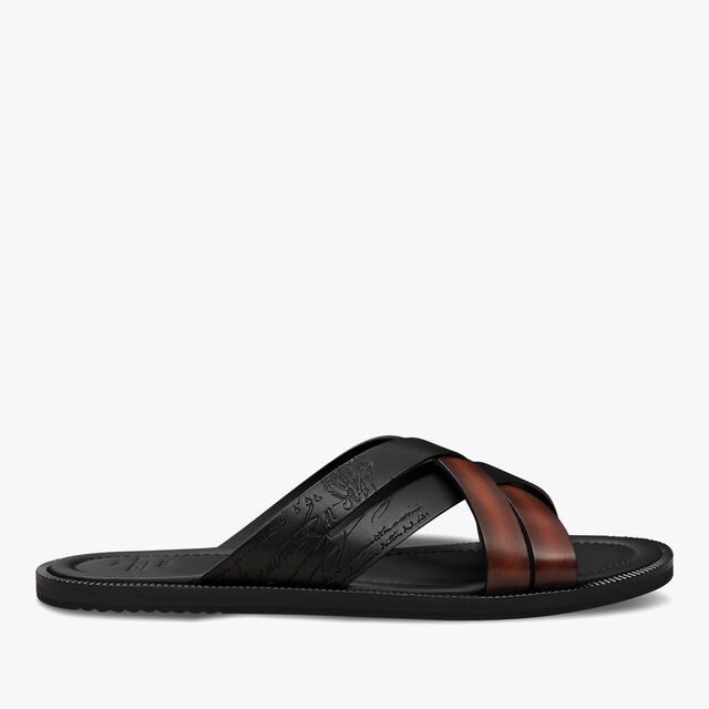 Sifnos Scritto Leather Sandal, CACAO INTENSO, hi-res 1