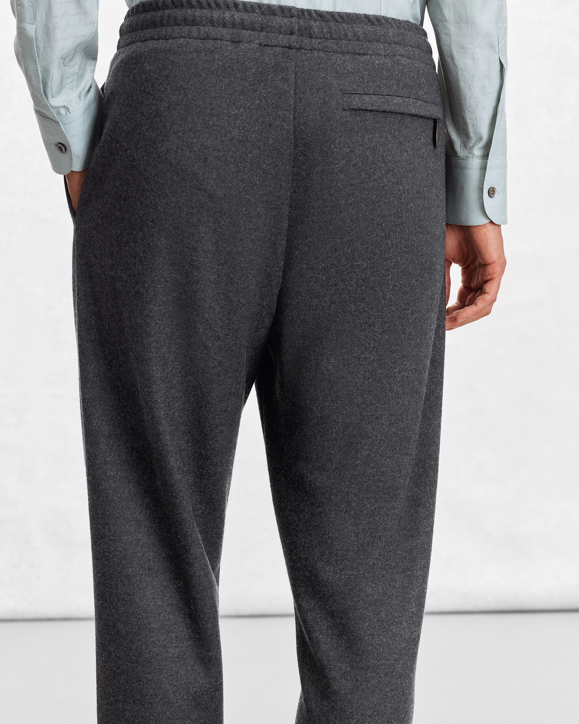 Jersey Pants with Leather Detail, Dark Grey Melange, hi-res