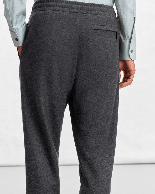 Jersey Pants with Leather Detail, Dark Grey Melange, hi-res