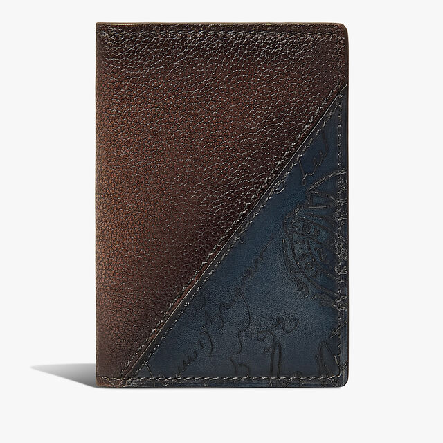 Jagua Scritto Leather Card Holder, SOFT BROWN + MIDNIGHT BLUE, hi-res 1