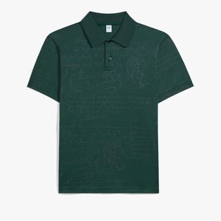 Polo Piqué En Jacquard Scritto, DEEP GREEN, hi-res