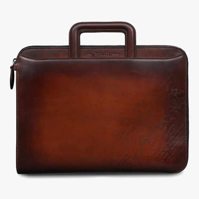 Lift II Scritto Leather Briefcase, CACAO INTENSO, hi-res 1