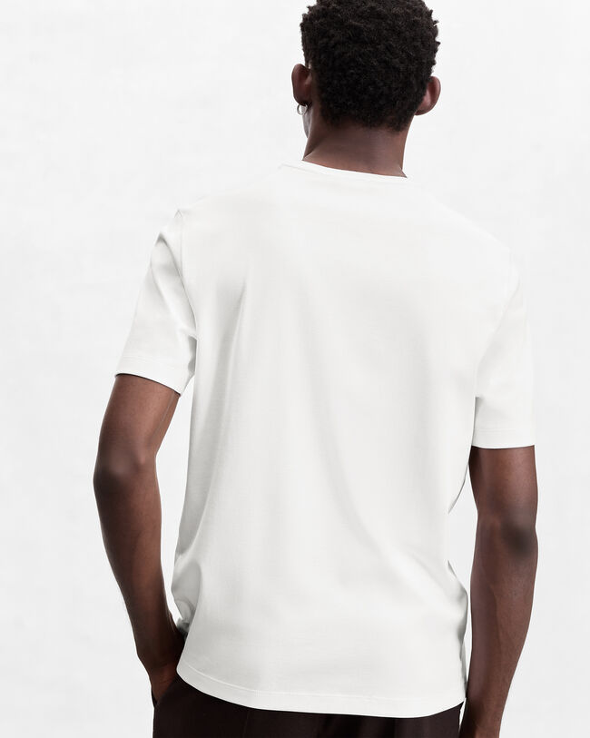 T-shirt with Leather Pocket, Blanc Optique, hi-res