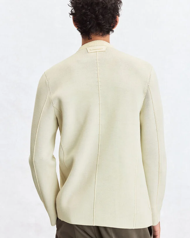 Bicolor Knitted Foresti&egrave;re with Leather Details, Ecru & Kaki, hi-res