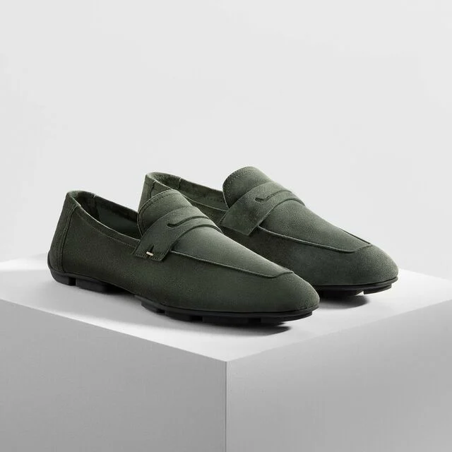 Lorenzo Drive Camoscio Leather Loafer, FORESTA, hi-res 8