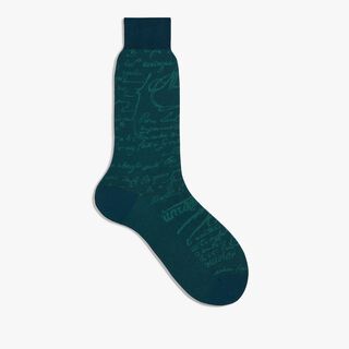 Cotton Scritto Socks, COLVERT GREEN, hi-res