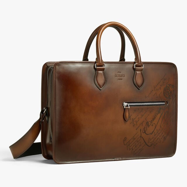 Cartable Deux Jours En Cuir Scritto, CACAO INTENSO, hi-res 4