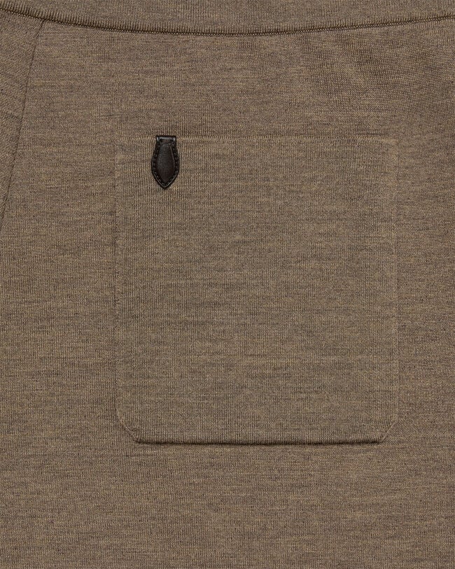 Knitted Pants with Leather Detail, Bronze Melange, hi-res