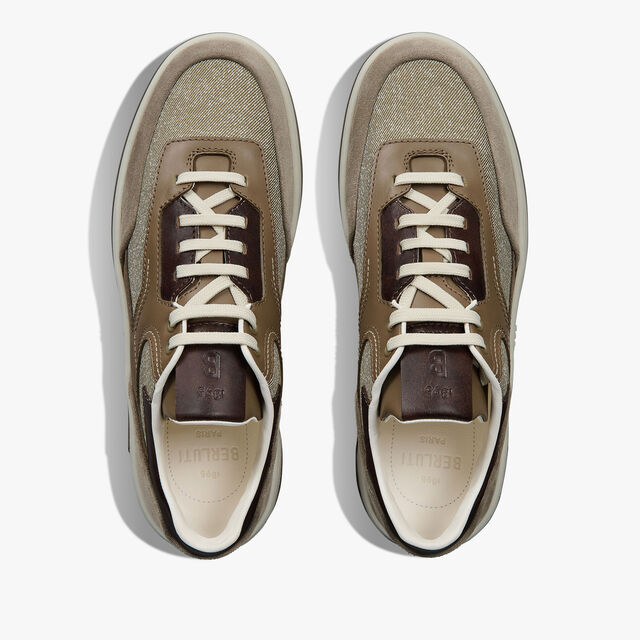 Playoff Suede Calf, Calf Leather And Textile Sneaker, TAUPE, hi-res 3