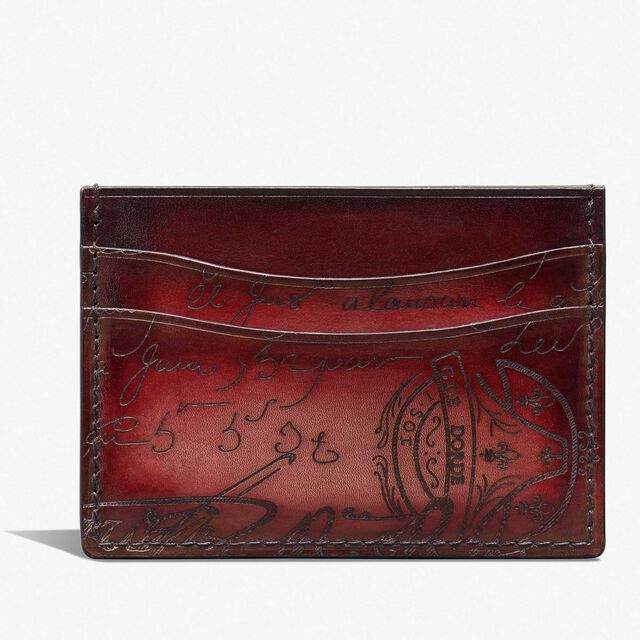 Bambou Scritto Leather Card Holder, LIGHT SAINT EMILION, hi-res 2