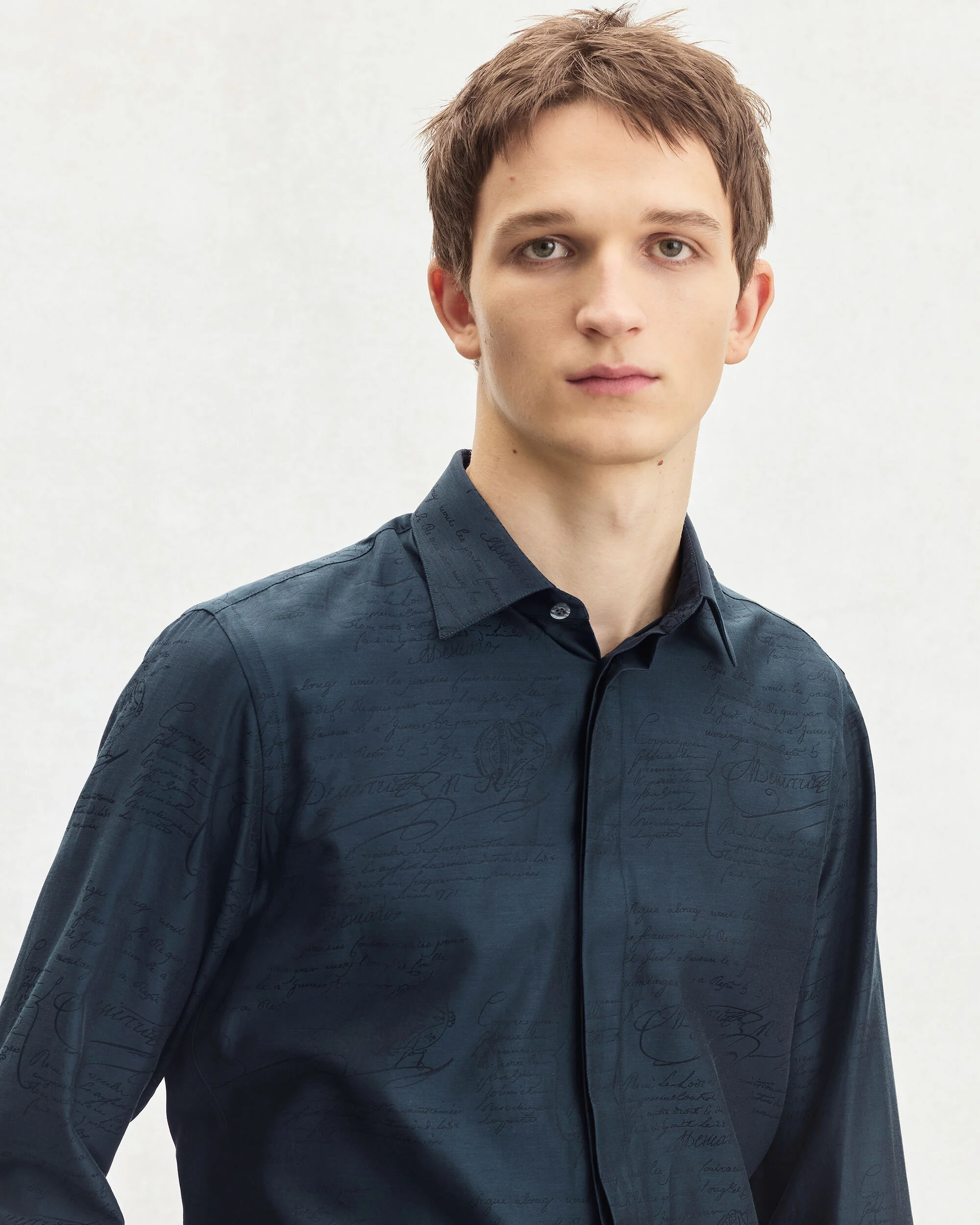 Andy Scritto Pattern Shirt, Cold Night Blue, hi-res