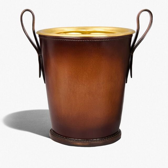 Leather Champagne Bucket, CACAO INTENSO, hi-res 1