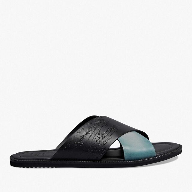 Sifnos Scritto Leather Sandal, BLACK+STONE DENIM, hi-res 1