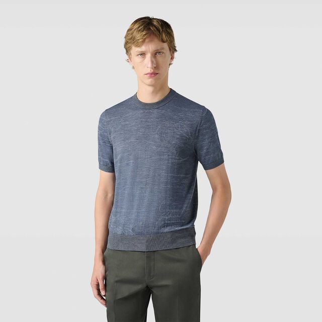 Light Scritto Wool Short Sleeves Crewneck, DUSTY BLUE, hi-res 2