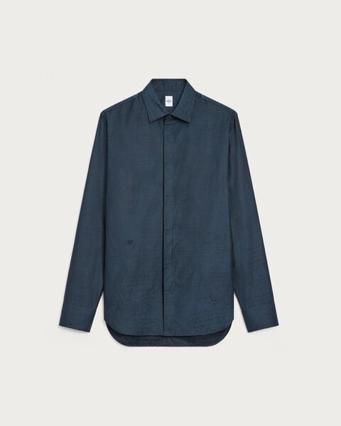 Andy Scritto Pattern Shirt, Cold Night Blue, hi-res