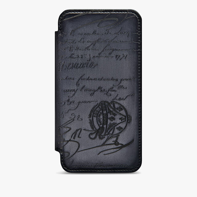 Scritto图纹皮革iPhone 13 Pro Folio手机壳, LIGHT ALUMINIO, hi-res 1