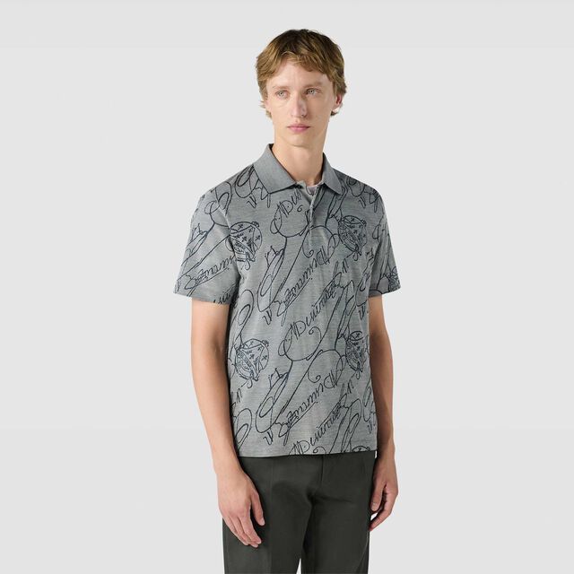 Gradient Scritto Arabesque Polo Pique, SILVER GREY, hi-res 2