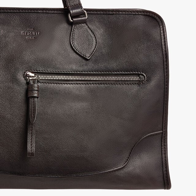 Un Jour Briefcase In Leather, DARK BROWN, hi-res 6