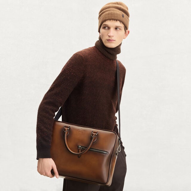 F088 Leather Briefcase, CACAO INTENSO, hi-res 2