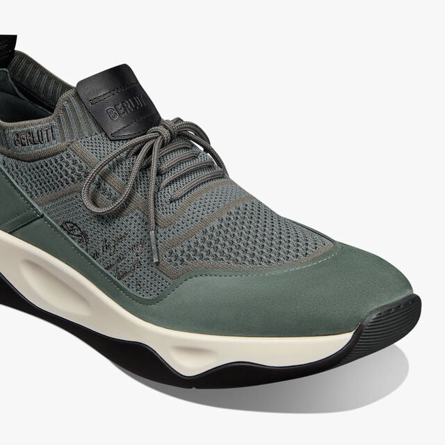 Shadow Scritto Knit And Nubuck Leather Sneaker, STORM GREEN, hi-res 6