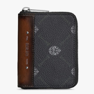 Wapa Canvas and Leather Zipped Coin Purse, BLACK + TDM INTENSO, hi-res