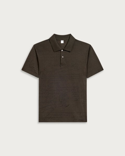 Scritto Pattern Piqu&eacute; Polo, Earth Brown, hi-res