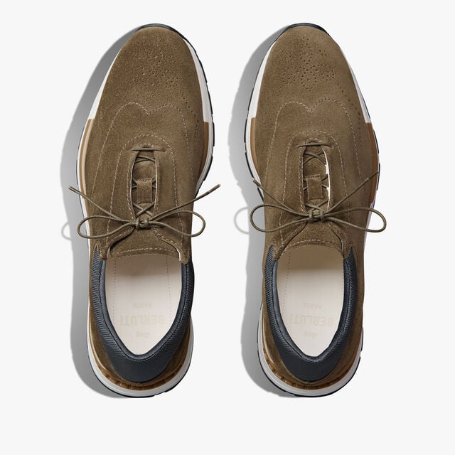 Fast Track Suede Calf And Nylon Sneaker, KAKI, hi-res 3
