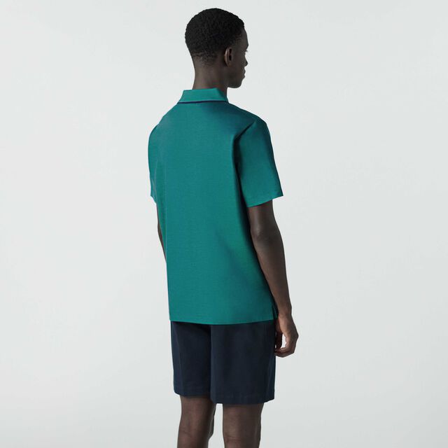 Active Gradient Zipped Polo Pique, LEISURE VALLEY GREEN, hi-res 3