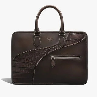 Un Jour Mini Calf And Alligator Leather Briefcase, VIGOGNA, hi-res