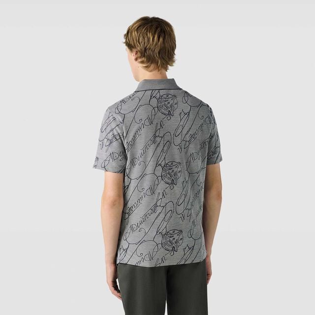 Gradient Scritto Arabesque Polo Pique, SILVER GREY, hi-res 3