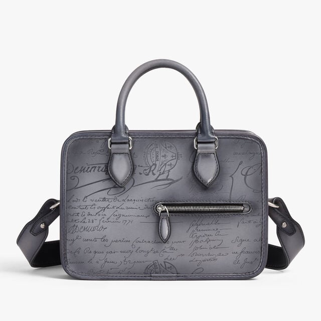 Un Jour Gulliver Scritto Leather Messenger, LIGHT ALUMINIO, hi-res 9