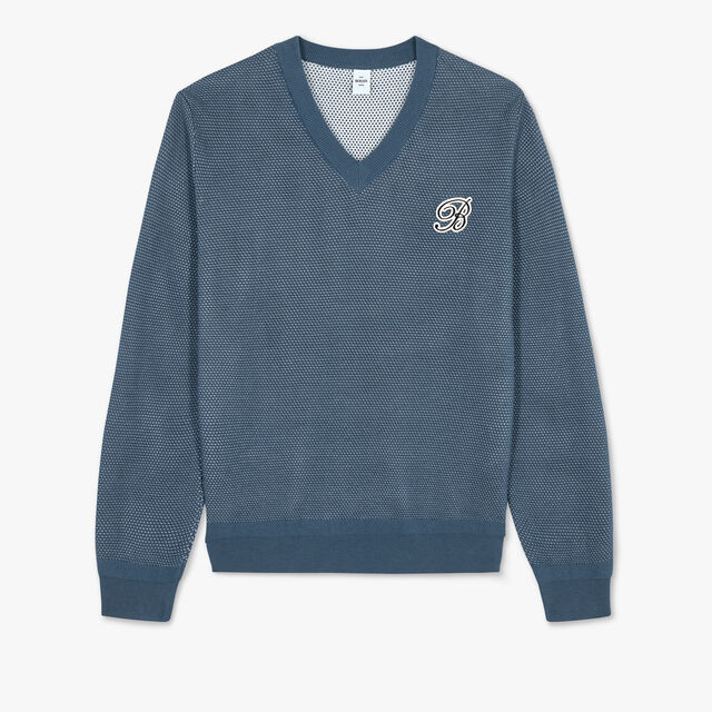 Golf Cotton and Silk Sweater, STORM BLUE, hi-res 1