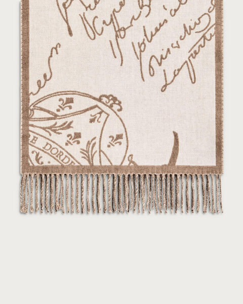 Double Face Herringbone and Scritto Scarf, Tender Beige, hi-res