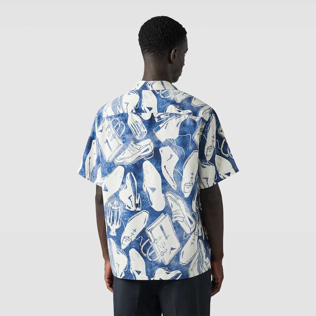 Silk Printed Short Sleeves Shirt, ICONIC SUMMER BLUE, hi-res 3
