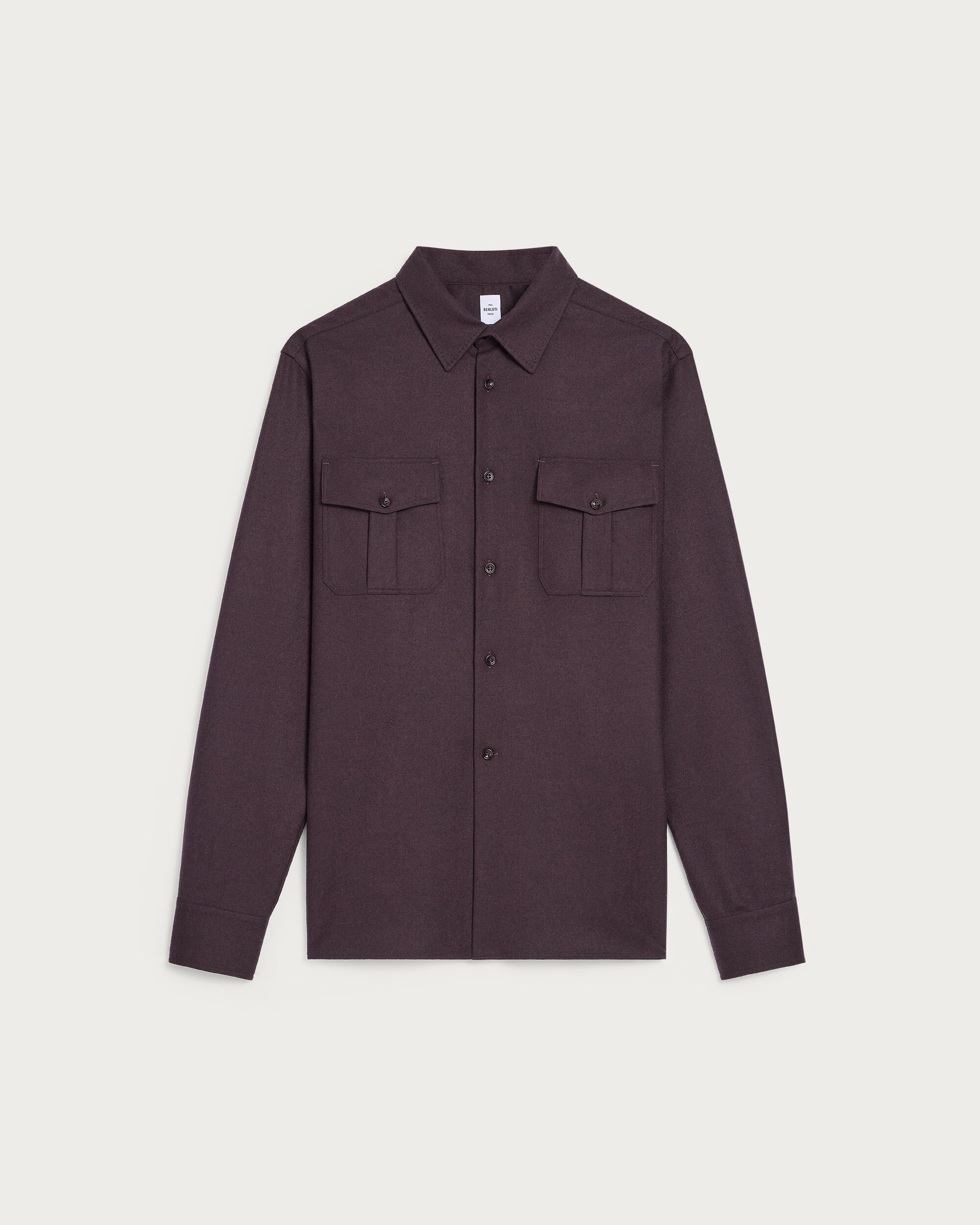 Military Shirt with Leather Detail, Nero Bordo, hi-res