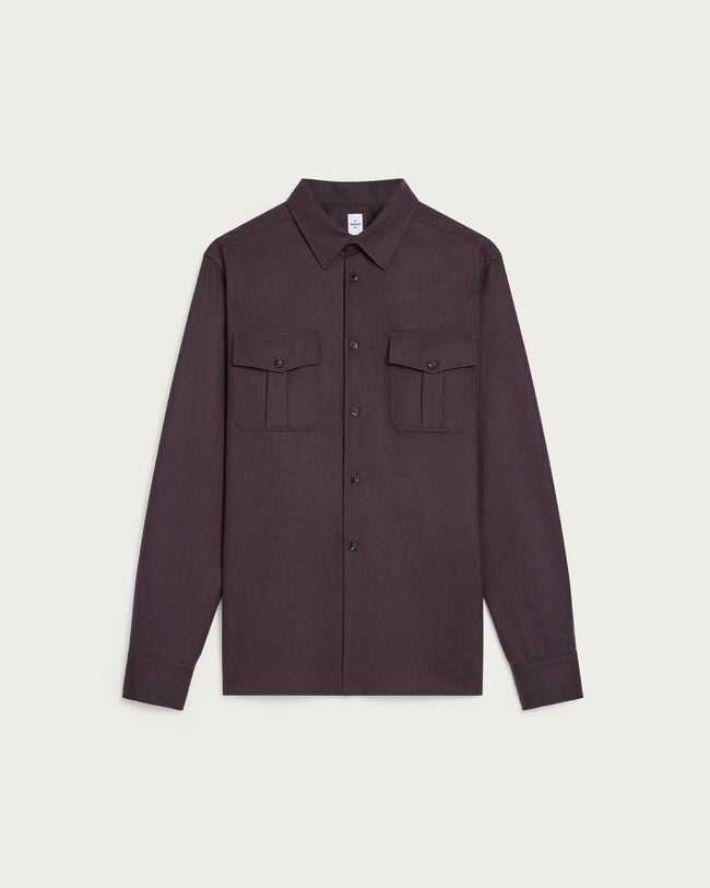 Military Shirt with Leather Detail, Nero Bordo, hi-res