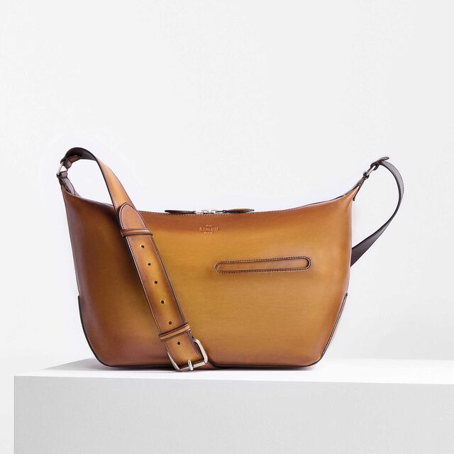 Toujours Soft Zipped Hobo Leather Messenger, ICE GOLD, hi-res 8
