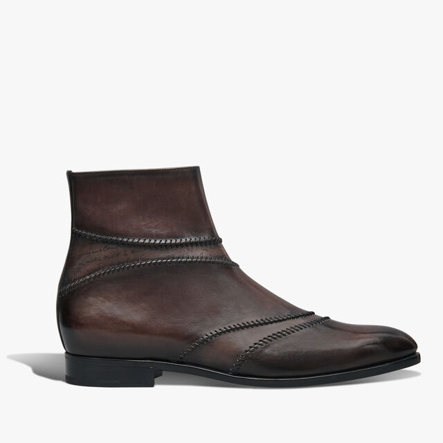 Rapiécé-Reprisé Scritto Leather Boot, VIGOGNA, hi-res 1