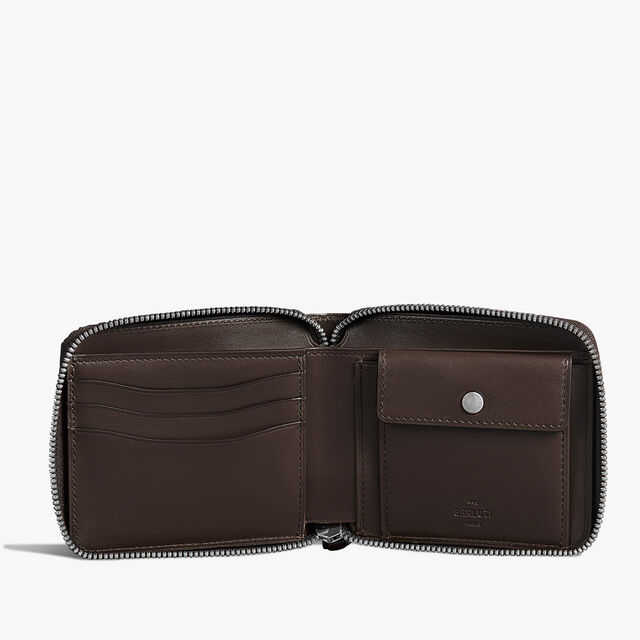 Itauba Square Gradiant Scritto Leather Compact Wallet, LEGNO BRUCIATO, hi-res 3