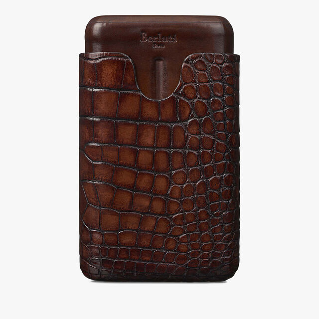 Alligator Leather Four-Cigar Case, MOGANO, hi-res 1